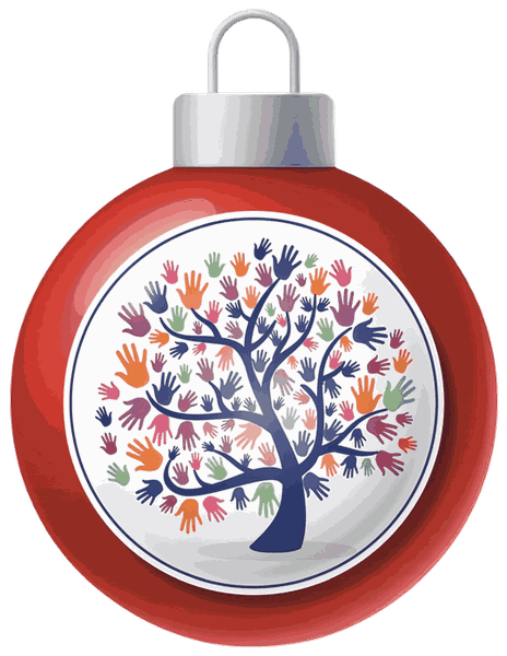 Christmas bauble with Future Living tree logo